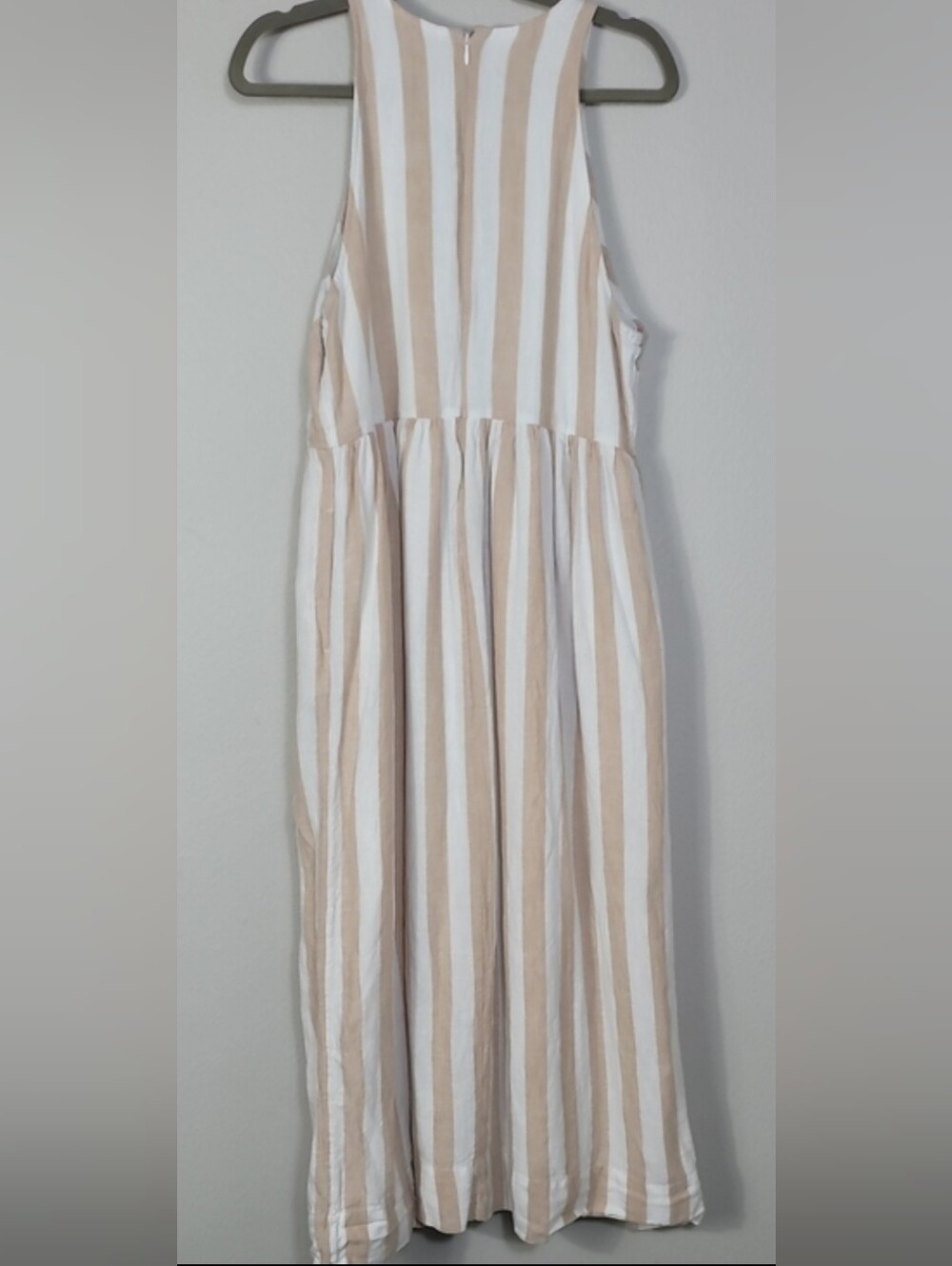 Crown & Ivy Linen Blend Striped Maxi Dress Size 12 Pockets Coastal - Picture 8 of 11
